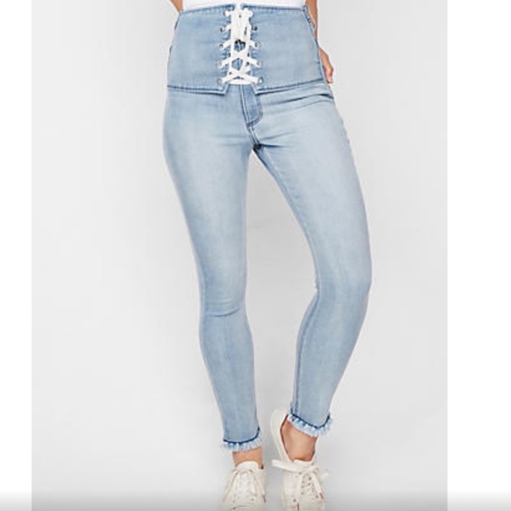 Express Super High Waisted Lace-up Jegging